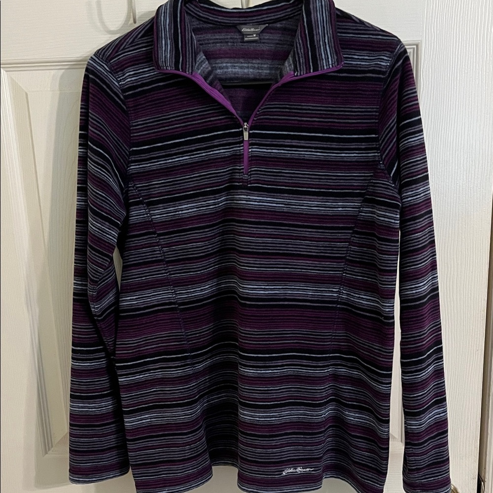 Eddie Bauer Purple and Black Striped Pullover